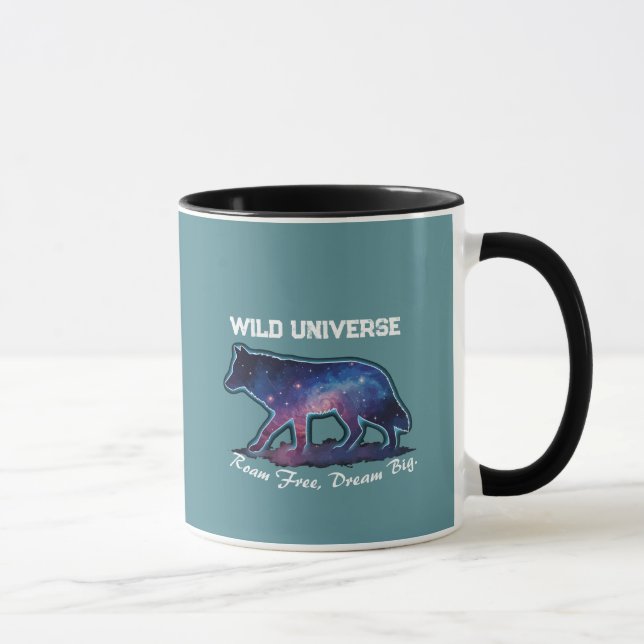 Einsamer Galaxy Wolf Silhouette (wilde Universum) Tasse (Rechts)