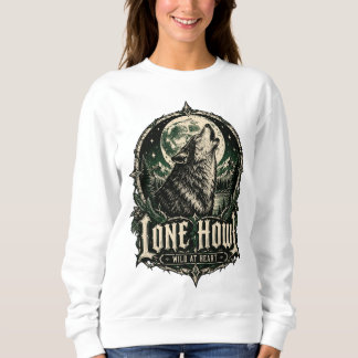 Einsamer Heulender Gothic Wolf Vollmond Wildes Her Sweatshirt