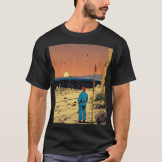 Einsamer Reisender in der Wüstenuntergangskunst T-Shirt