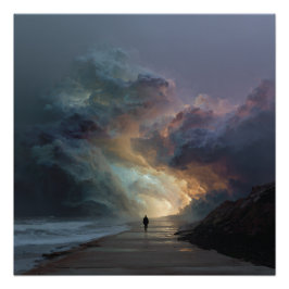 Einsamer Wanderer Sturmwolkenportal Poster