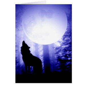 Einsamer Wolf, der am Mond heult