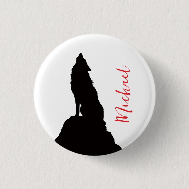Einsamer Wolf, der deinen Namen heult, individuell Button (Vorderseite)