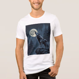 Einsamer Wolf, der im Mondlicht heult, nächtliche  Tri-Blend Shirt
