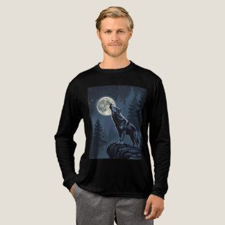 Einsamer Wolf, der im Mondlicht heult, nächtliche  Tri-Blend Shirt