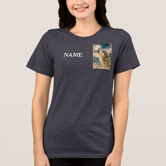 EINSAMER WOLF FEIERLICHES HEULEN Tri-Blend SHIRT (Vorderseite)