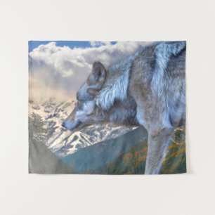 EINSAMER WOLF-HERRSCHER DER FREIHEIT WANDTEPPICH