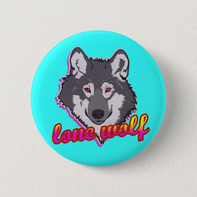 Einsamer Wolf, im Stil der 80er! Button (Vorderseite)