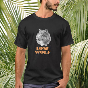 "Einsamer Wolf" oder Ihre Nachricht, Grauwolf-Kuns T-Shirt