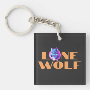 "Einsamer Wolf" oder Ihre Nachricht, großer orange Schlüsselanhänger