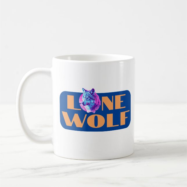 Einsamer Wolf oder Ihre Nachricht, großer orangefa Kaffeetasse (Links)
