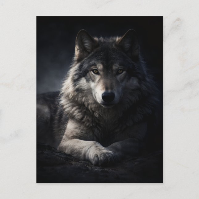 Einsamer Wolf Postkarte – Postkarte mit Wildtiermo (Vorderseite)