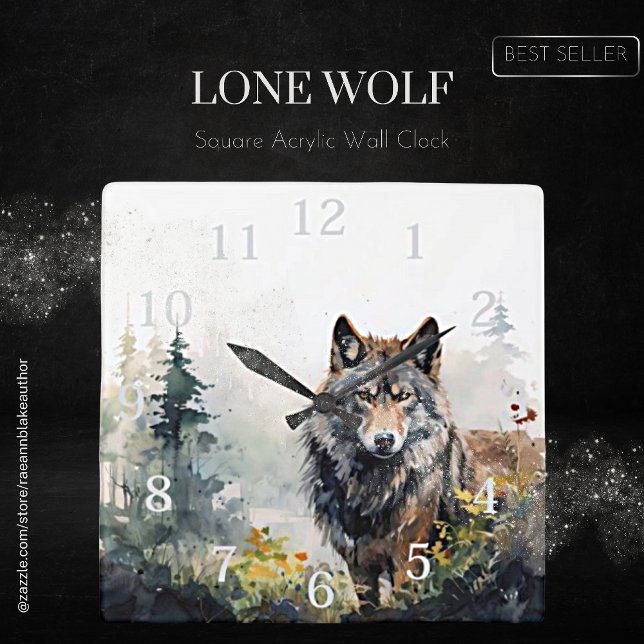 Einsamer Wolf Quadratischer Acryl-Wanduhr Quadratische Wanduhr (Von Creator hochgeladen)