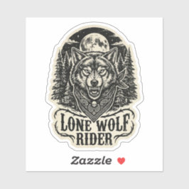 Einsamer Wolf Reiter Bandana Vollmond Biker Aufkleber