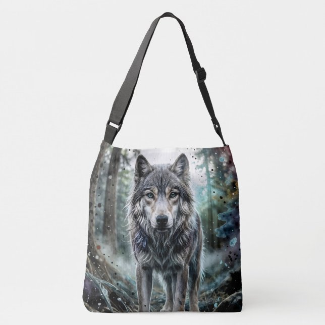 Einsamer Wolf Tragetaschen Mit Langen Trägern (Rückseite)