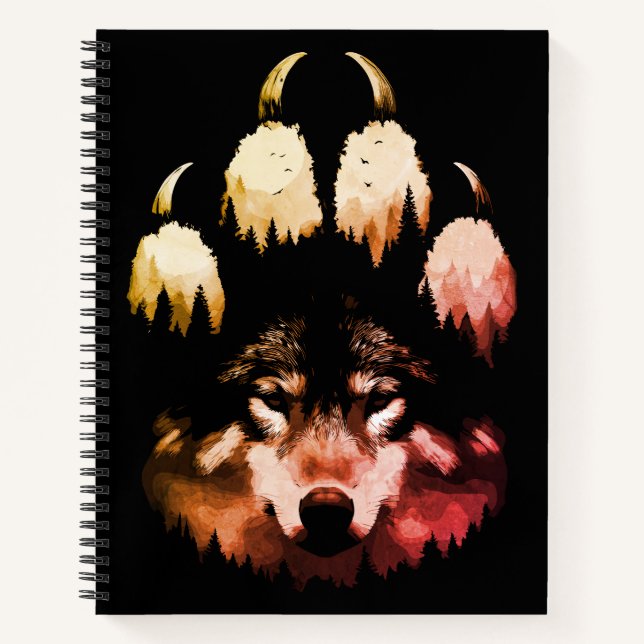 Einsamer Wolf. Wilde Seele Notizbuch (Vorderseite)