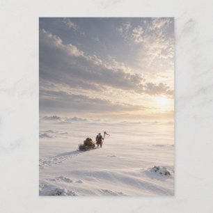 Einsamer Wüstenheiliger Santa Schneereiche Tundra Postkarte