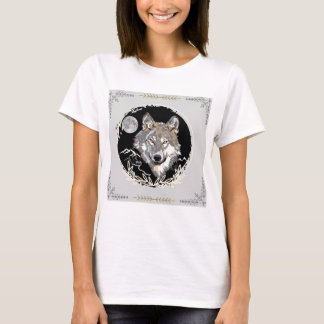 Einsames graues Wolf-Design auf T-Shirt