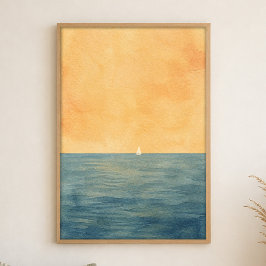 Einsames Segel am Horizont Wasserfarbenposter Poster