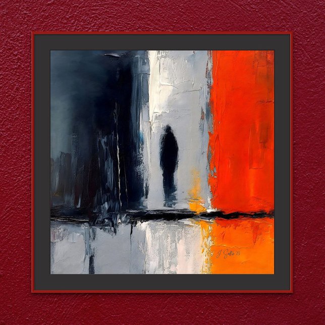 Einsamkeit – Abstrakte Figur in städtischer Stille Poster (Loneliness – Abstract Figure in Urban Silence)