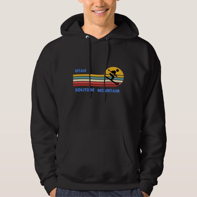 Einsamkeit Berg Utah Skifahren Ski Retro Sonne Hoodie (Vorderseite)