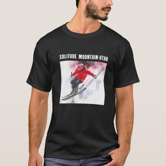 Einsamkeit Berg Utah Skifahren Ski Souvenir m T-Shirt (Vorderseite)
