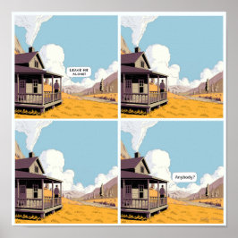 Einsamkeit Cartoon Poster Wand an Wand Kunst