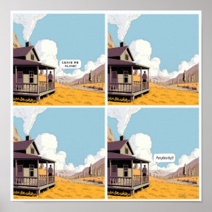 Einsamkeit Cartoon Poster Wand an Wand Kunst