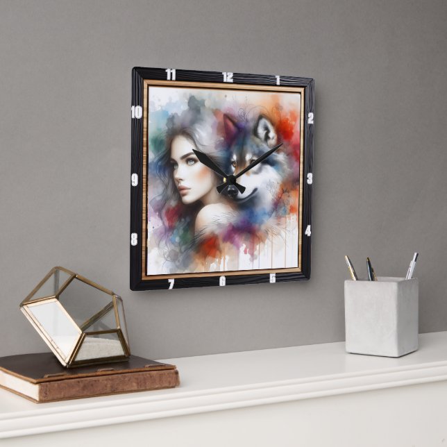 Einsamkeit der Eingeborenen: Willow Trees Night Dr Quadratische Wanduhr (Büro)