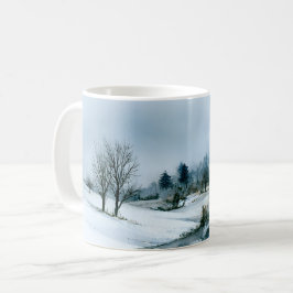 Einsamkeit im Winter Wasserfarben Bäume Kaffeetasse