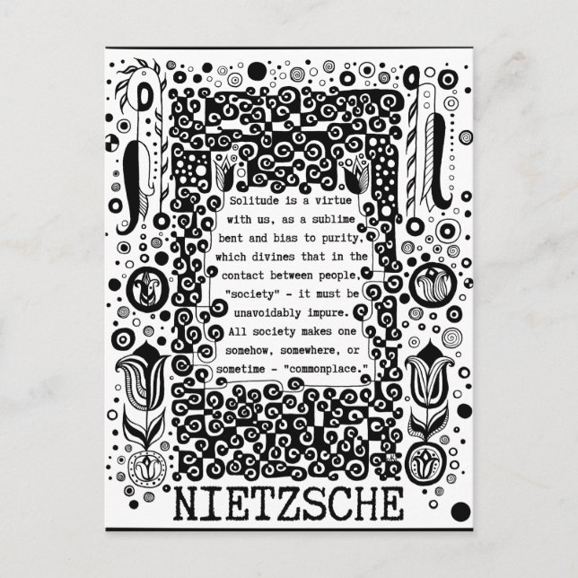 Einsamkeit ist ein Tugendspruch von Nietzsche Postkarte (Vorderseite)