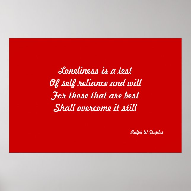 Einsamkeit Poster (Vorne)