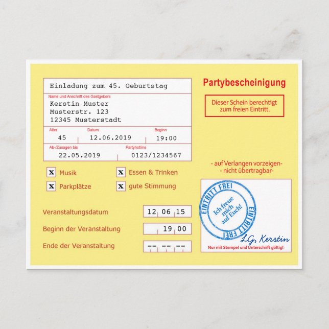 Einschein Postkarte (Vorderseite)