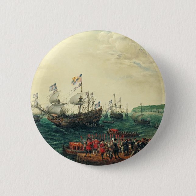 Einschiffung in die Margate der Elector Palatine Button (Vorderseite)