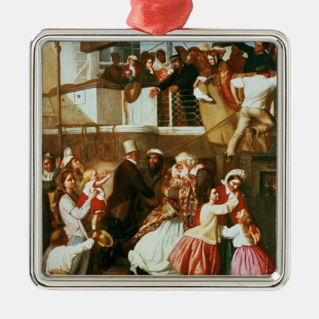 Einschiffungs-Szene Silbernes Ornament (Vorne)