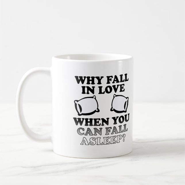 Einschlafen in der Liebe Funny Mug oder Travel Mug Tasse (Links)