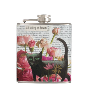 Einschlafen zum Träumen der schwarzen Katze - Hot- Flachmann