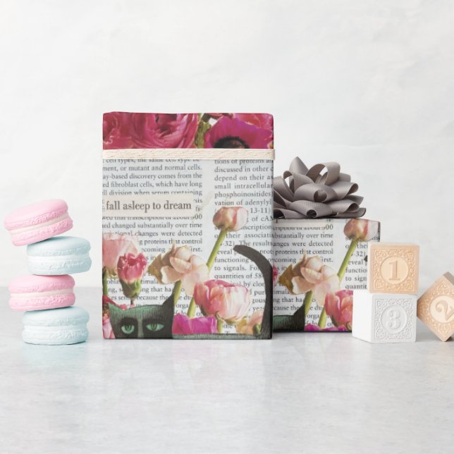 Einschlafen zum Träumen der schwarzen Katze - Hot- Geschenkpapier (Babyparty)