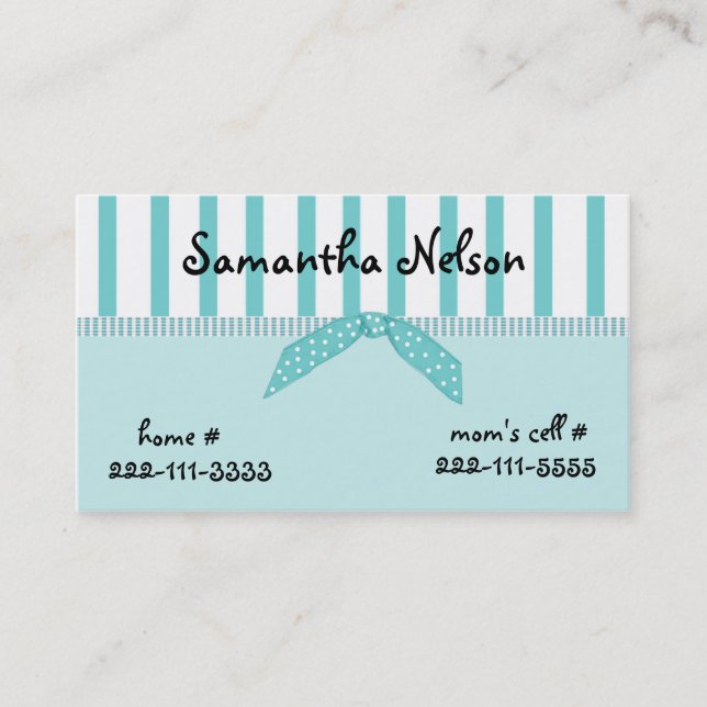 Einschließungskarte des stilvollen Mädchens Telefonnummerkarte (Vorderseite)