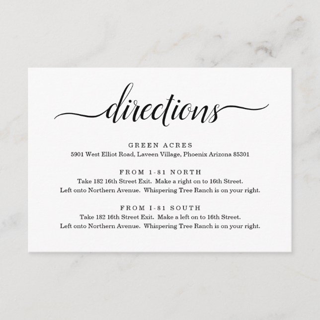 Einschlusskarte für die Richtung - Einfach Begleitkarte (Vorderseite)