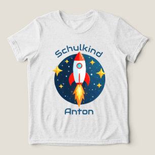 Einschulung - Rakete gelbe Sterne - Schulkind Tri-Blend Shirt