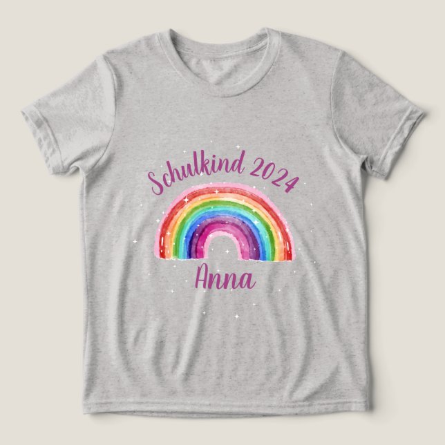 Einschulung Schulkind 2026 - Sternchen Regenbogen  Tri-Blend Shirt (Design Vorderseite)