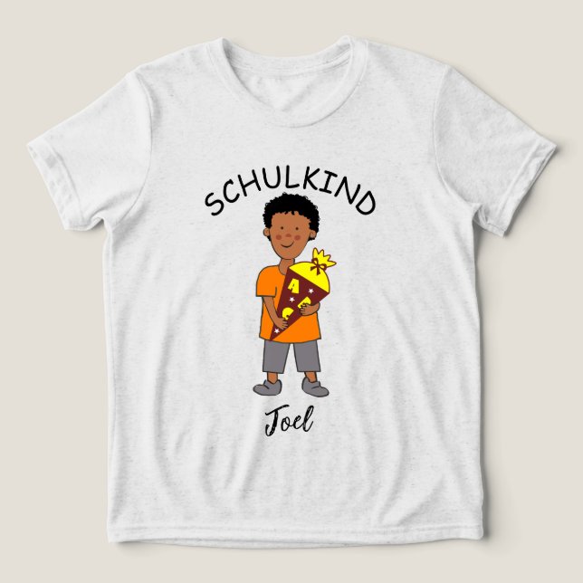 Einschulung Schulkind - Junge mit Schultüte 2 | Tri-Blend Shirt (Design Vorderseite)