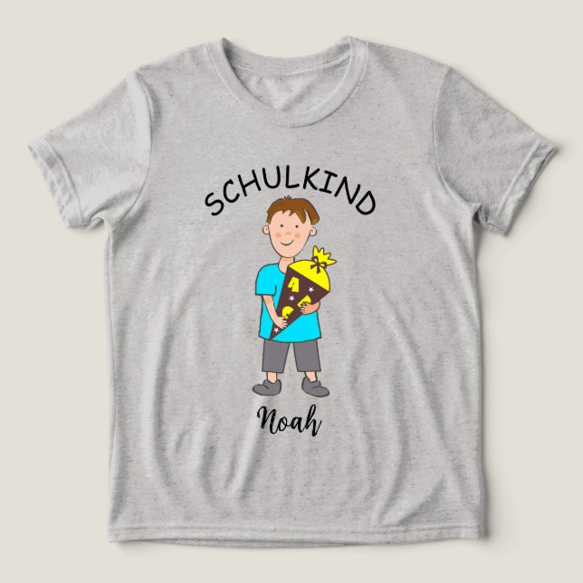 Einschulung Schulkind - Junge mit Schultüte 3 | Tri-Blend Shirt (Design Vorderseite)