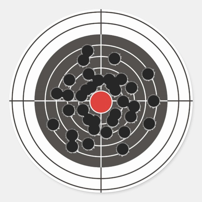Einschusslöcher im Ziel - aber nicht im Bullauge! Runder Aufkleber (Vorderseite)
