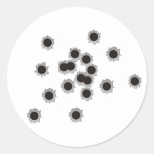 Einschusslöcher von einem Gewehr oder von einem Runder Aufkleber