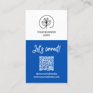 Einseitige blaue Let's Connect QR-Code Visitenkart Visitenkarte