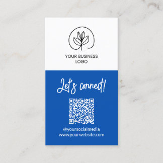 Einseitige blaue Let's Connect QR-Code Visitenkart Visitenkarte