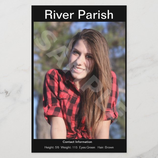 Einseitige Modell-Kopfschuss-Comp/Zed-Karte Flyer (Vorne)