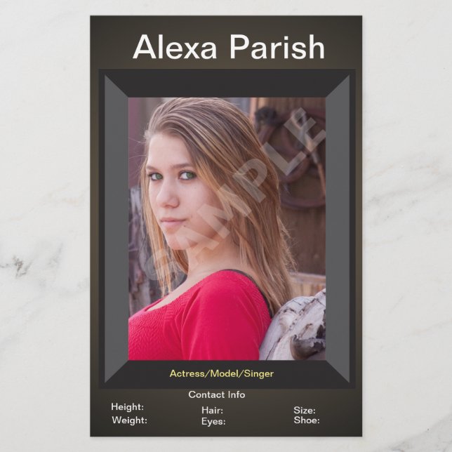 Einseitige Modell-Kopfschuss-Comp/Zed-Karte Flyer (Vorne)