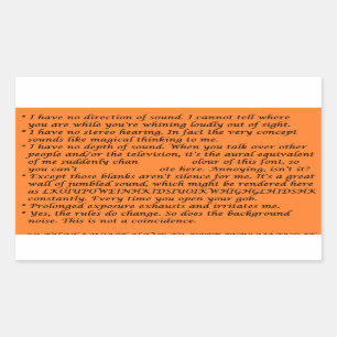 Einseitige Taubheits-Wiegenlaken Rechteckiger Aufkleber